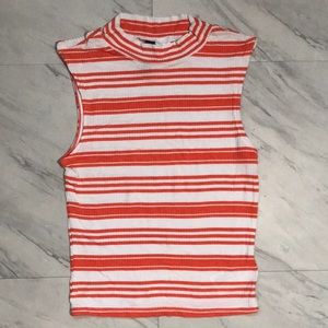 H&M Divided Orange White Striped Size XS Crop Top